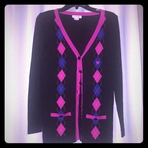 Black Cardigan with argyle print! Kensie Girl!